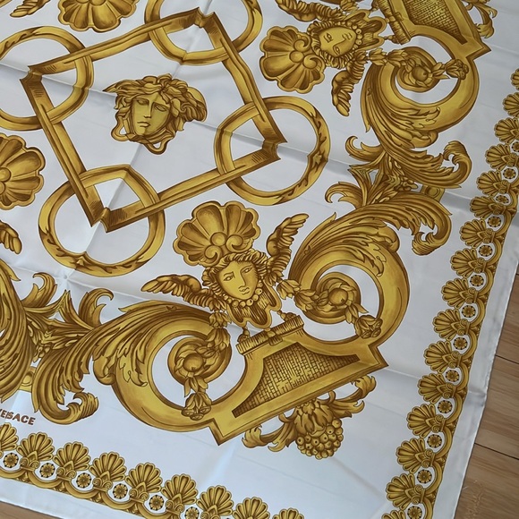 Versace White and Gold Scarf 34”x34” - Picture 7 of 8